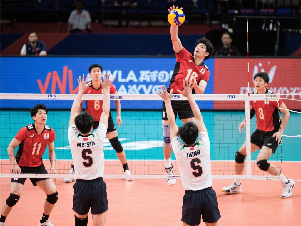 这一战中，作为赛场对手的日本男排展现了多